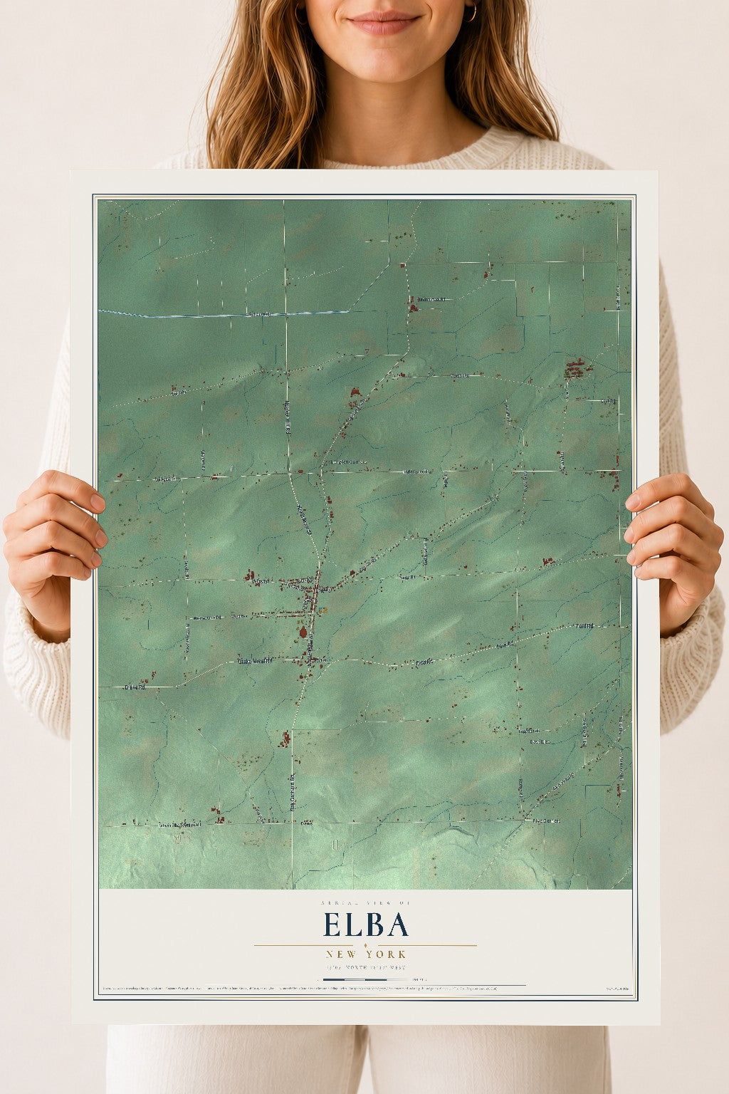 Elba, New York map print, 18" x 24" Archival Matte Print mockup