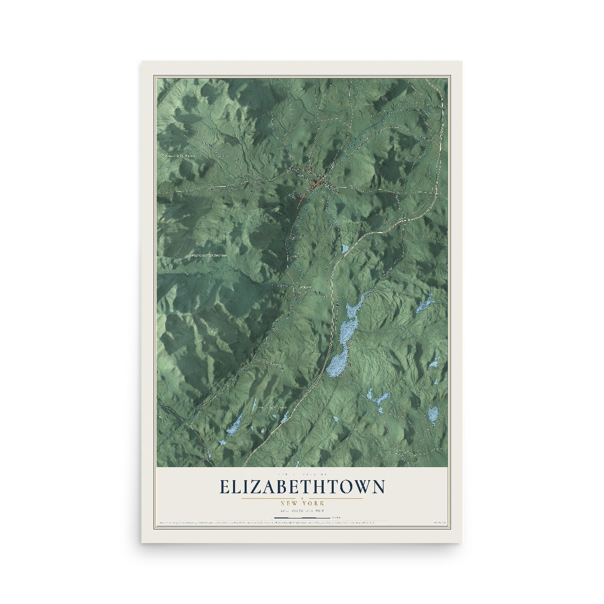 Elizabethtown, New York map print, 12" x 18" Archival Matte Print mockup