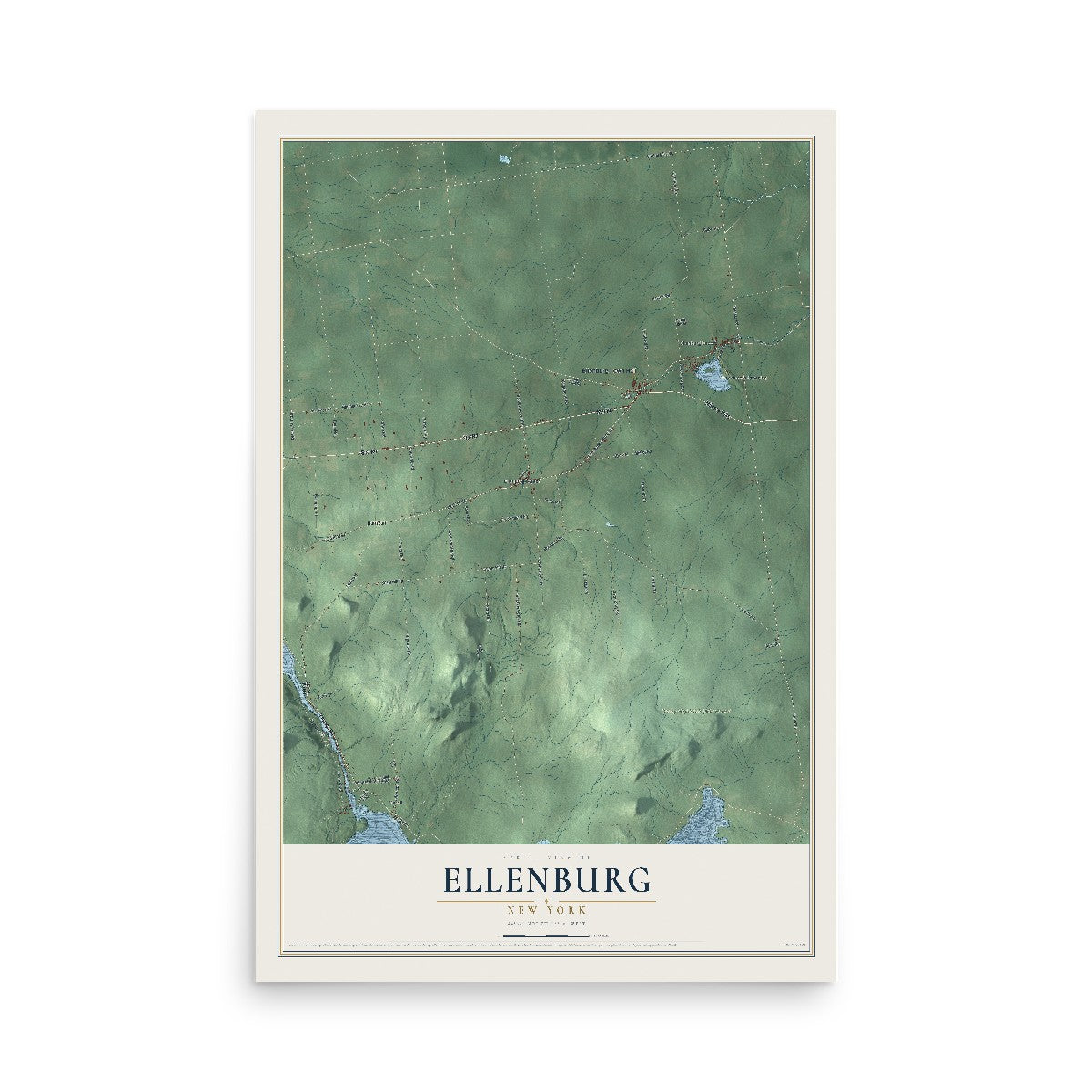 Ellenburg, New York map print, 12" x 18" Archival Matte Print mockup