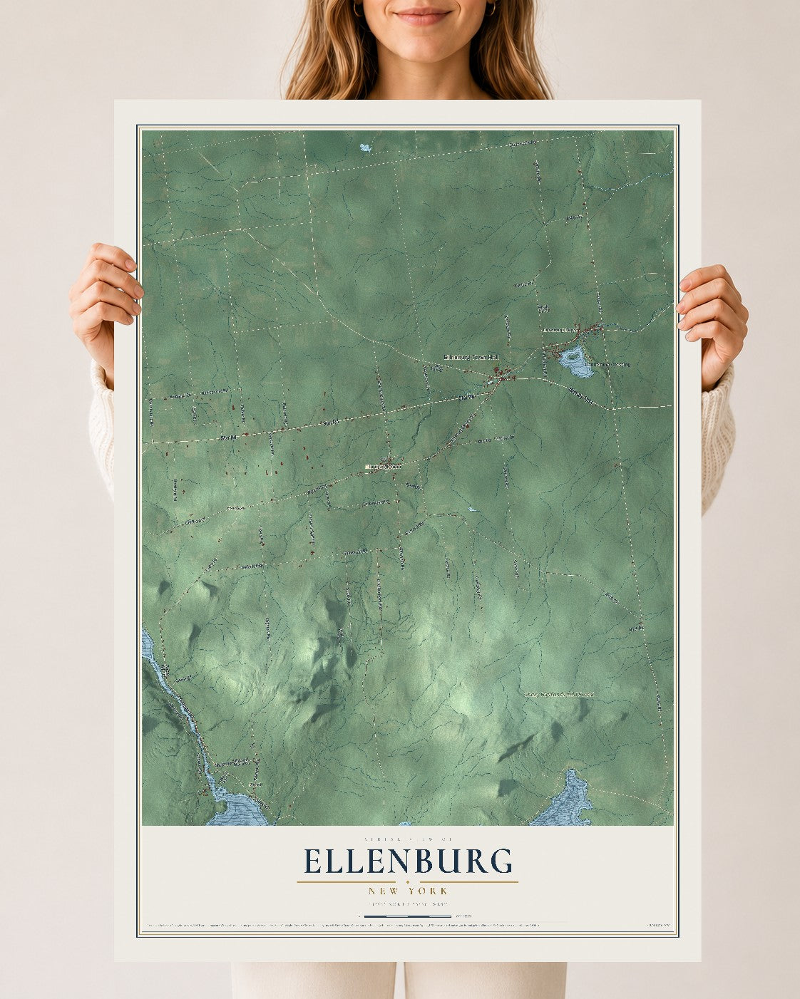 Ellenburg, New York map print, 24" x 36" Archival Matte Print mockup