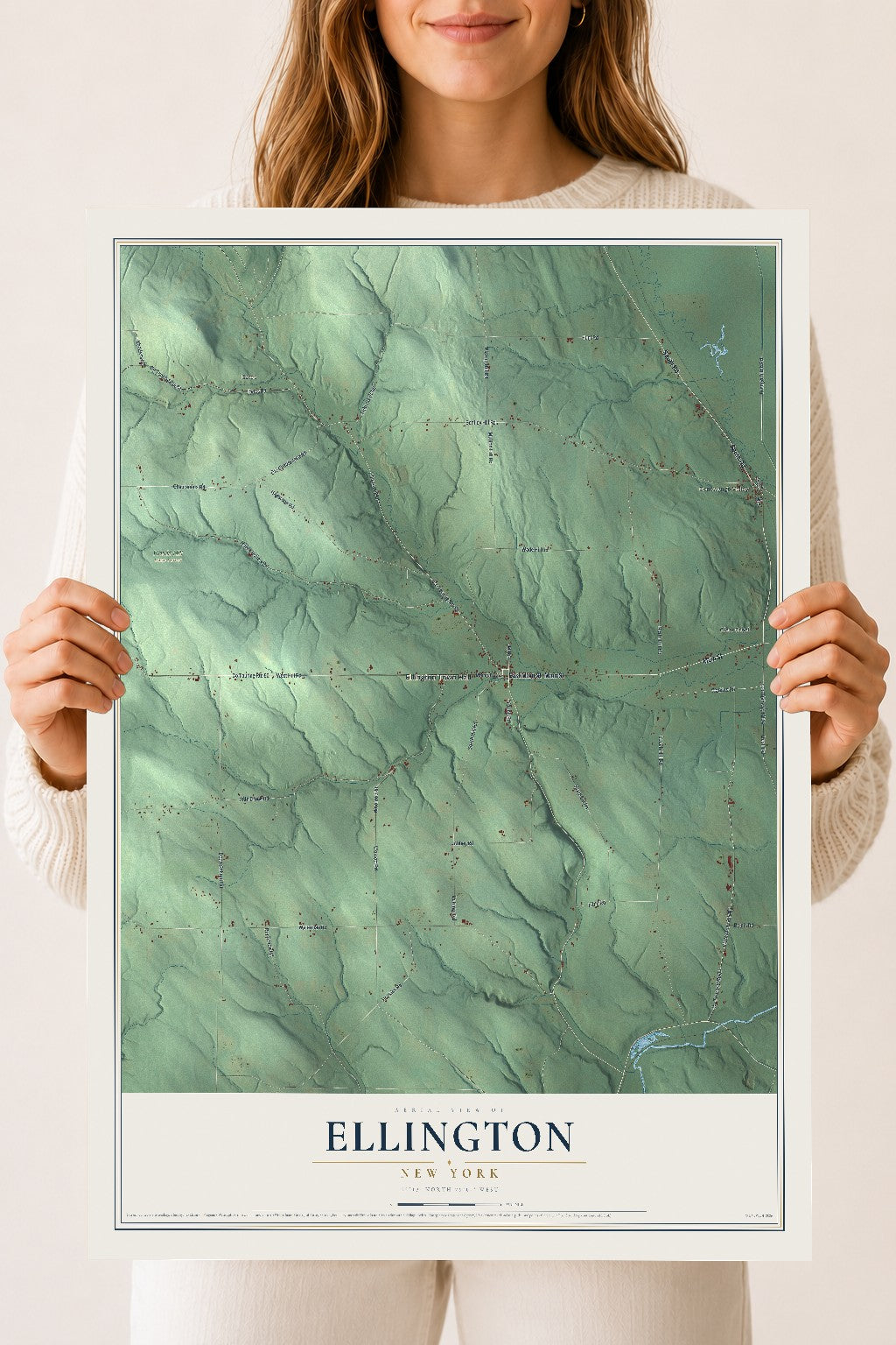 Ellington, New York map print, 18" x 24" Archival Matte Print mockup