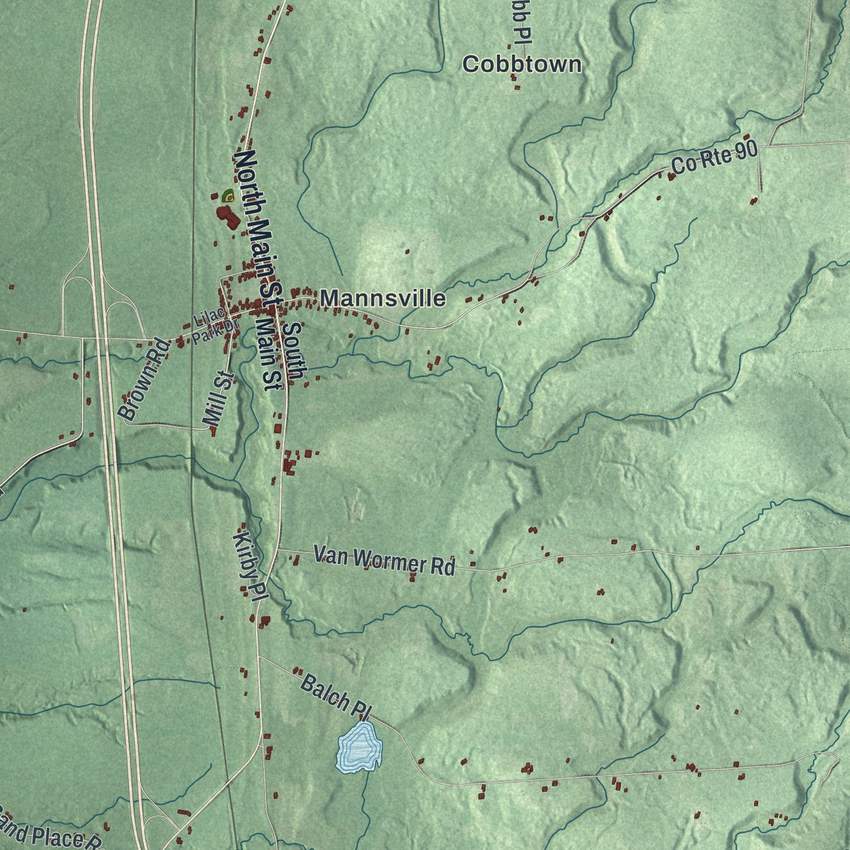 Close-up 1 of the Ellisburg, New York map artwork