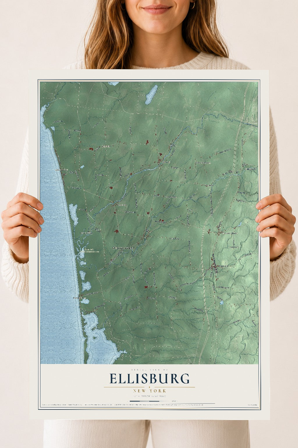 Ellisburg, New York map print, 18" x 24" Archival Matte Print mockup