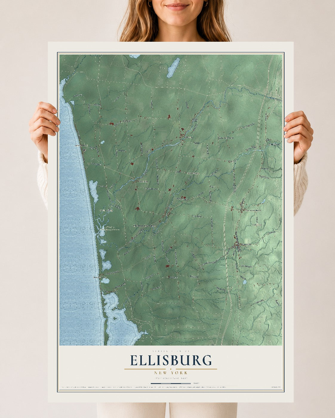 Ellisburg, New York map print, 24" x 36" Archival Matte Print mockup