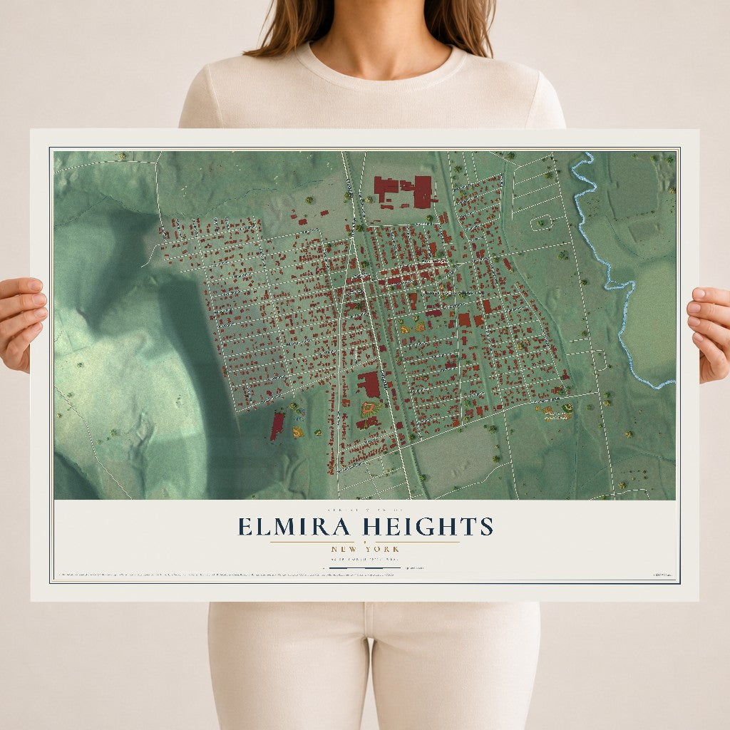 Elmira Heights, New York map print, 18" x 24" Archival Matte Print mockup