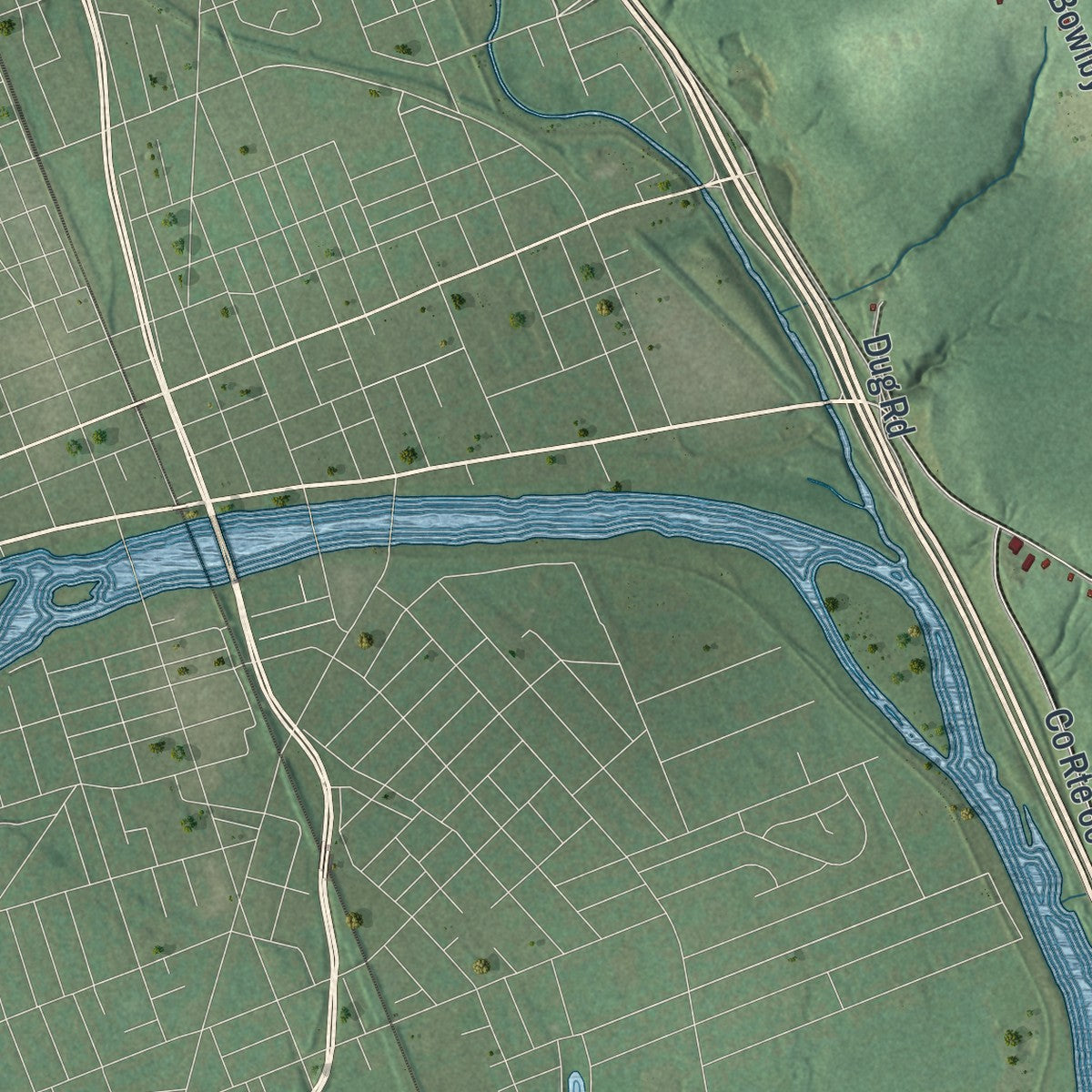 Close-up 2 of the Elmira Town (Chemung County), New York map artwork