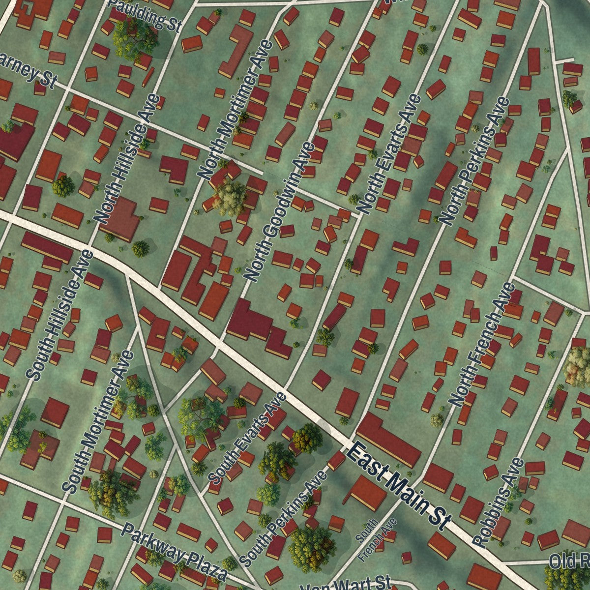 Close-up 1 of the Elmsford, New York map artwork