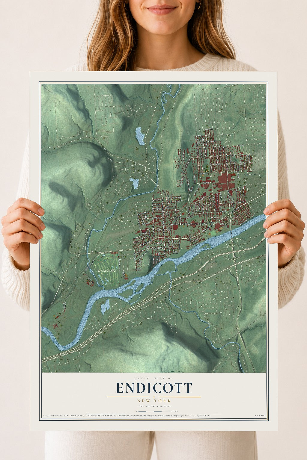 Endicott, New York map print, 18" x 24" Archival Matte Print mockup