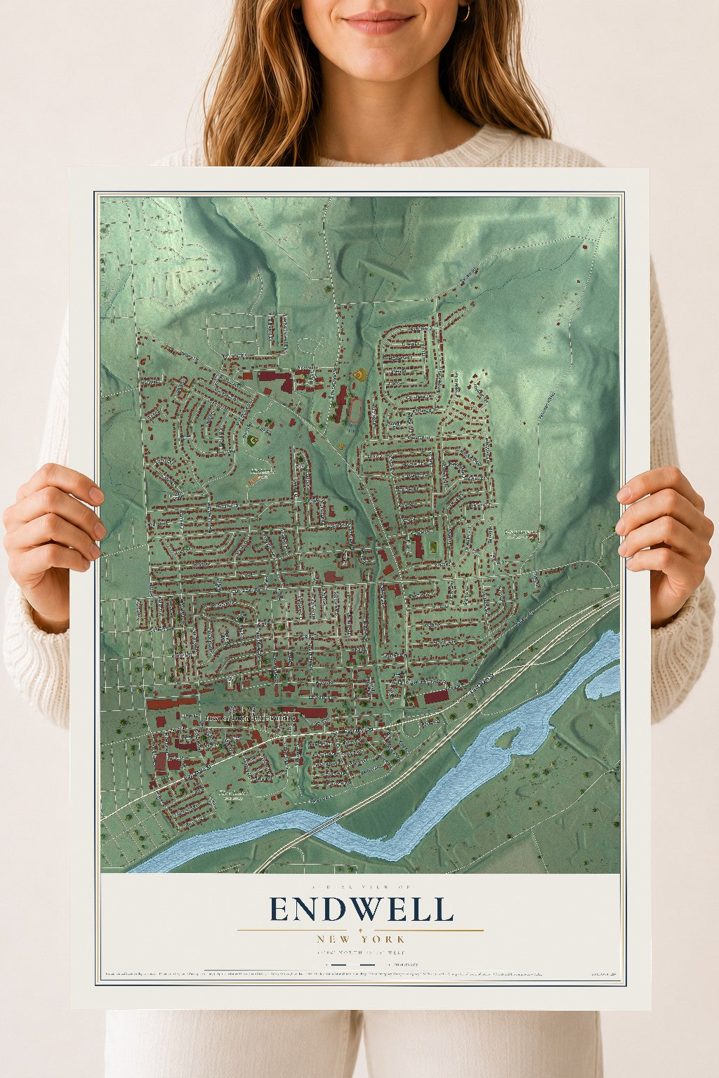 Endwell, New York map print, 18" x 24" Archival Matte Print mockup