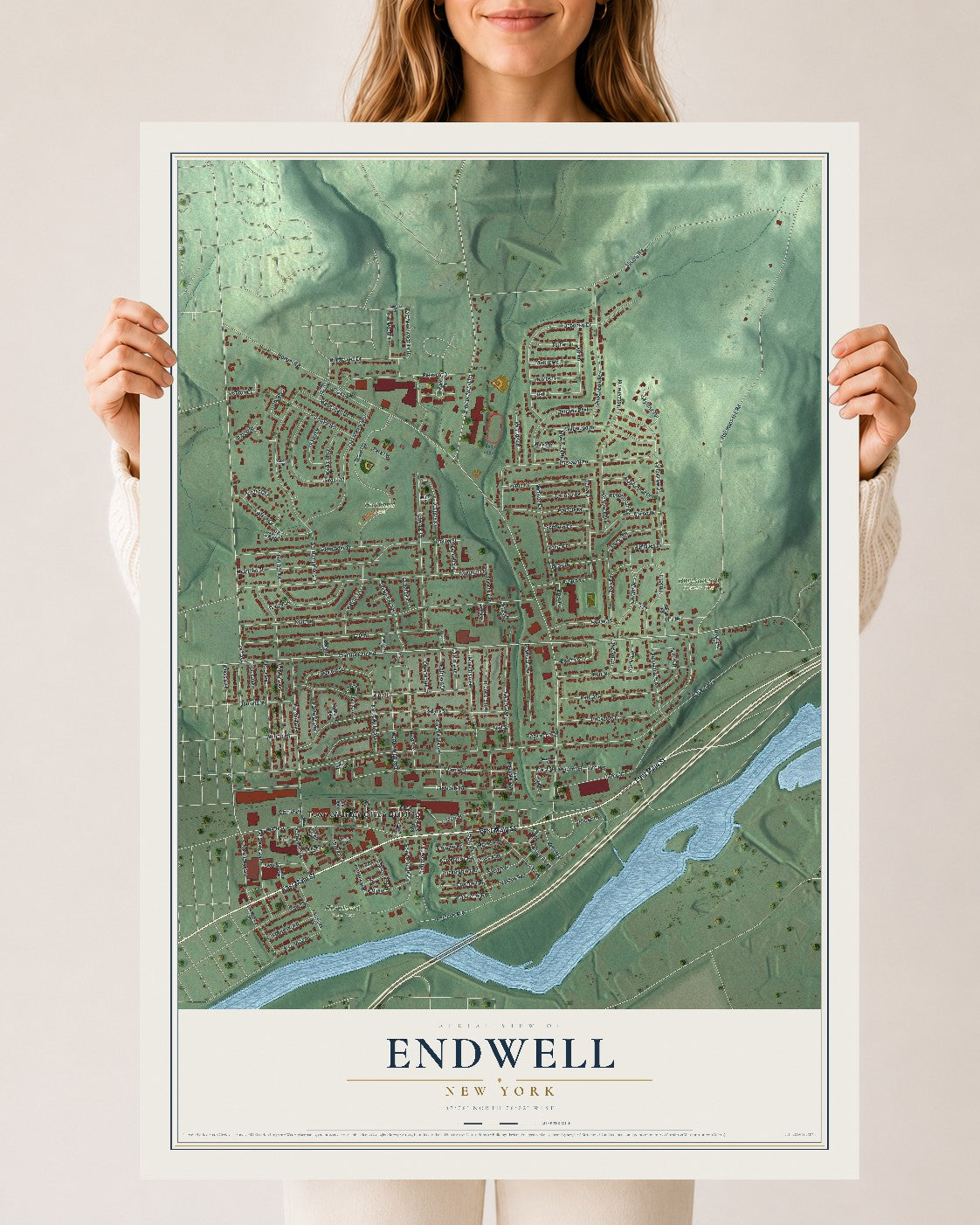 Endwell, New York map print, 24" x 36" Archival Matte Print mockup