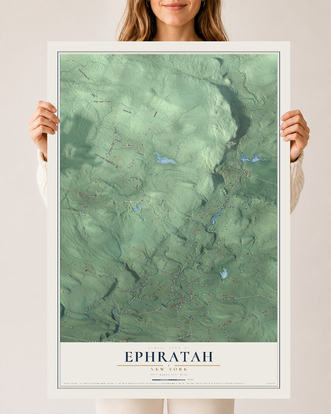 Ephratah, New York map print, 24" x 36" Archival Matte Print mockup