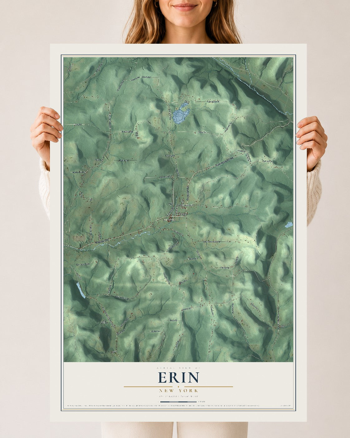 Erin, New York map print, 24" x 36" Archival Matte Print mockup