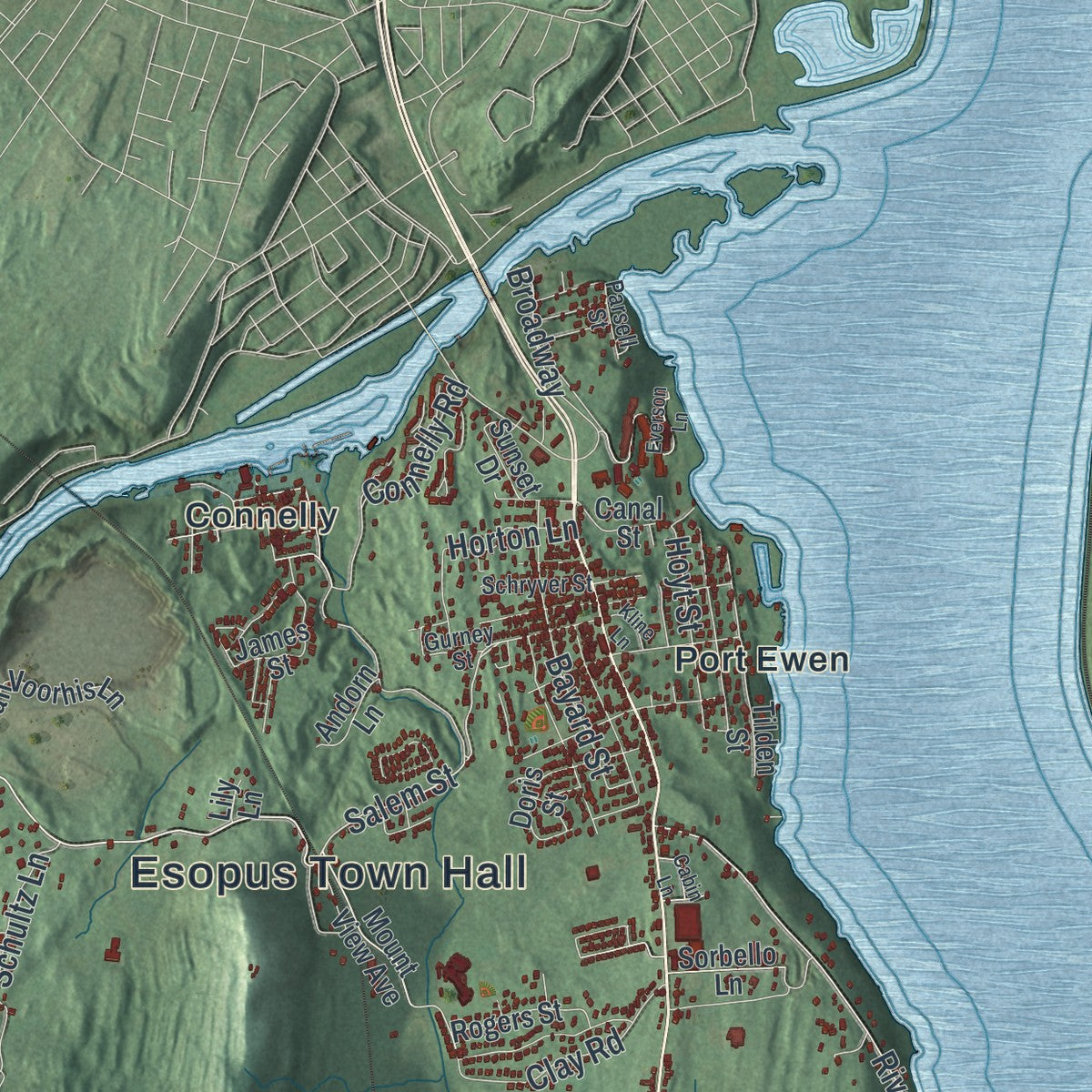 Close-up 1 of the Esopus, New York map artwork