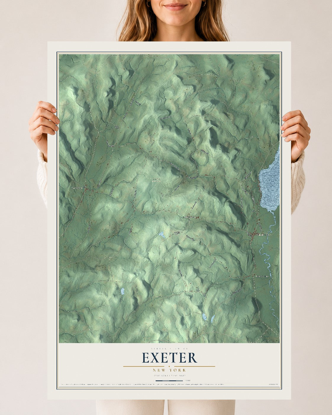 Exeter, New York map print, 24" x 36" Archival Matte Print mockup