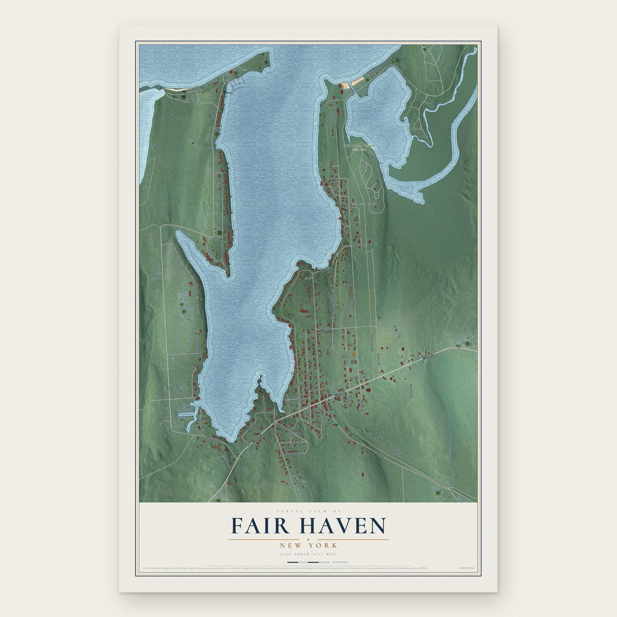 Fair Haven, New York map print, the full design