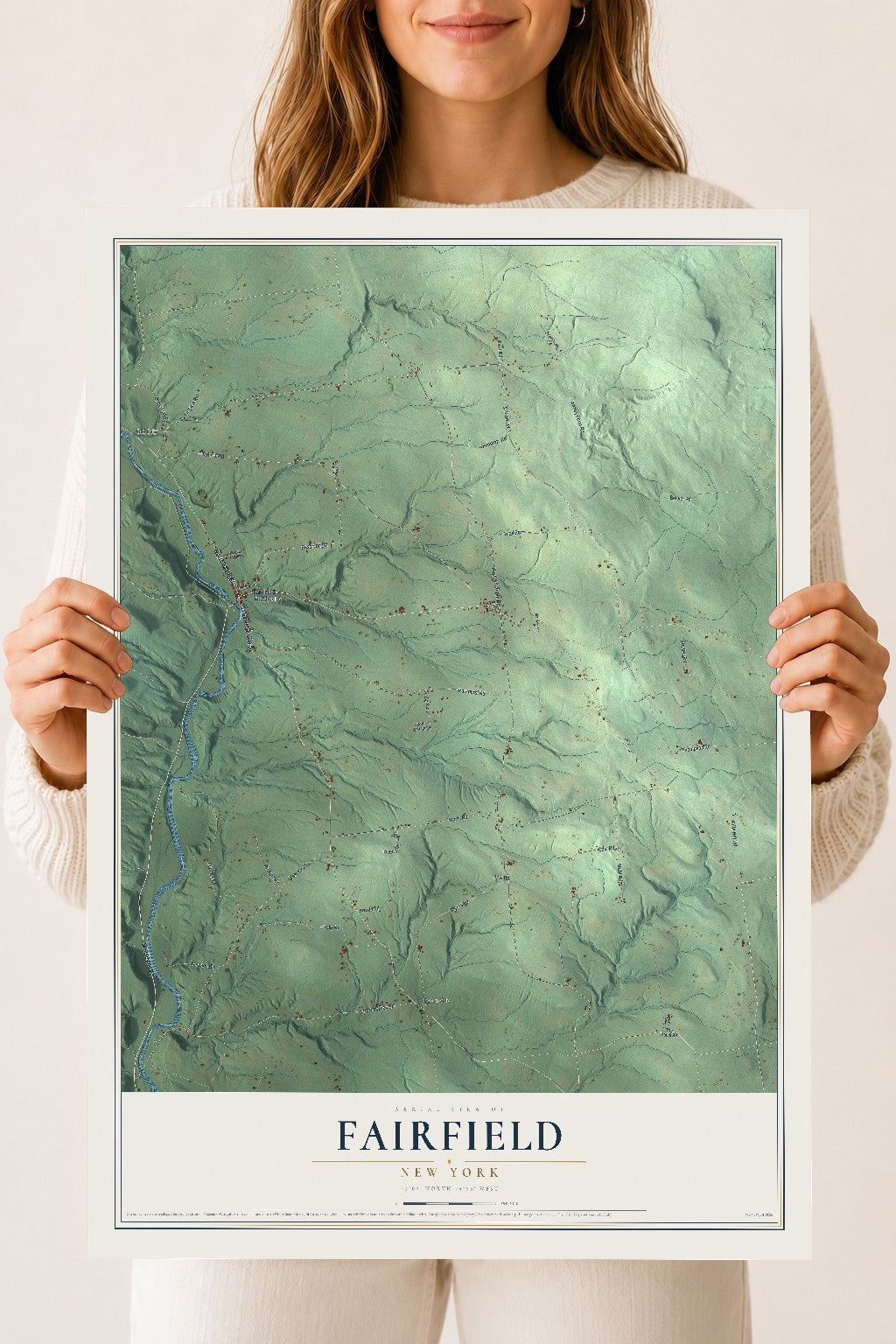 Fairfield, New York map print, 18" x 24" Archival Matte Print mockup