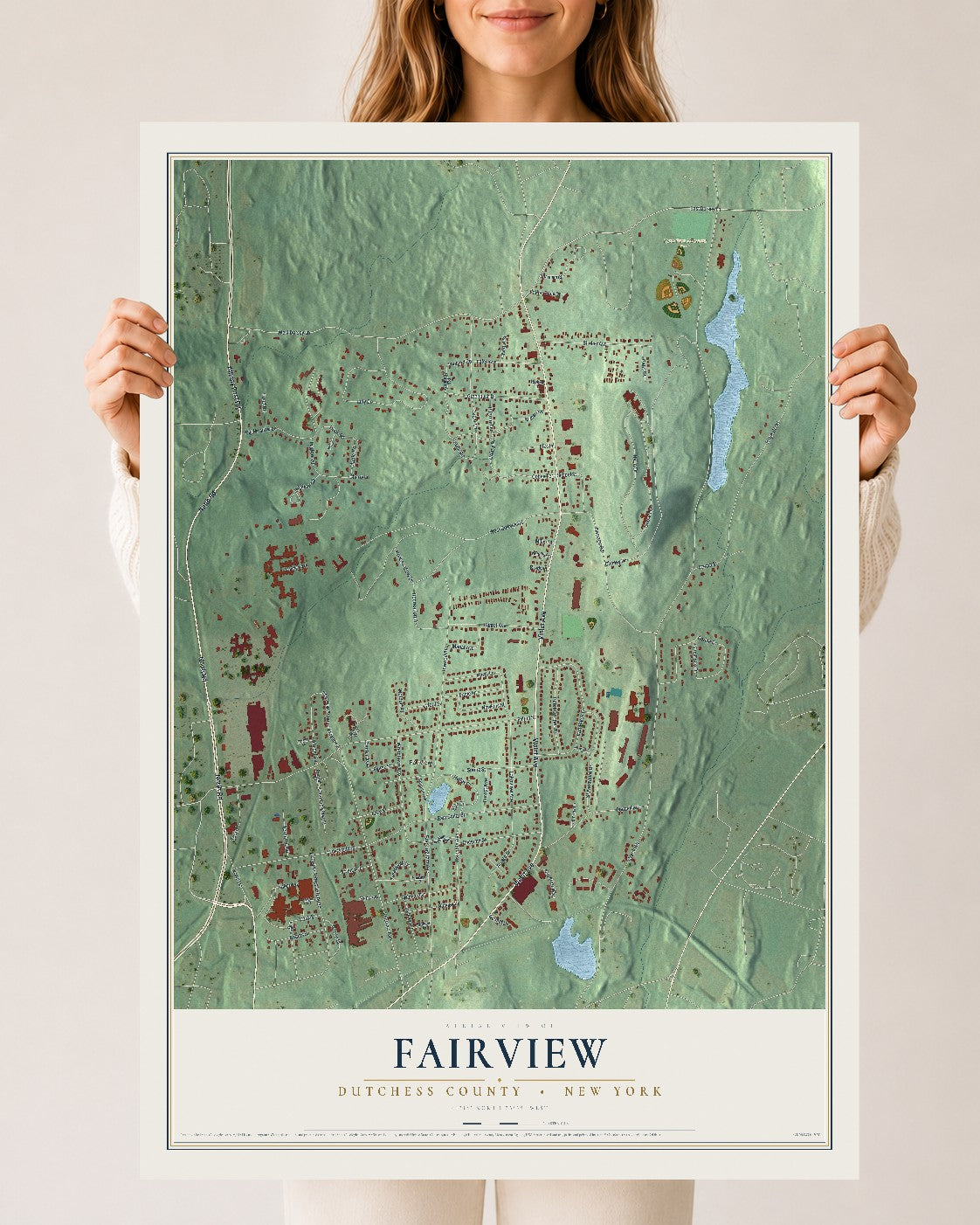 Fairview, New York map print, 24" x 36" Archival Matte Print mockup