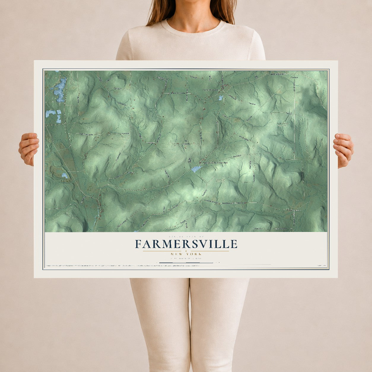 Farmersville, New York map print, 24" x 36" Archival Matte Print mockup