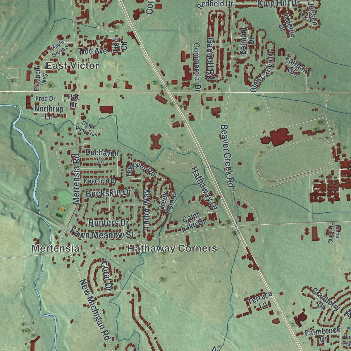 Close-up 1 of the Farmington, New York map artwork