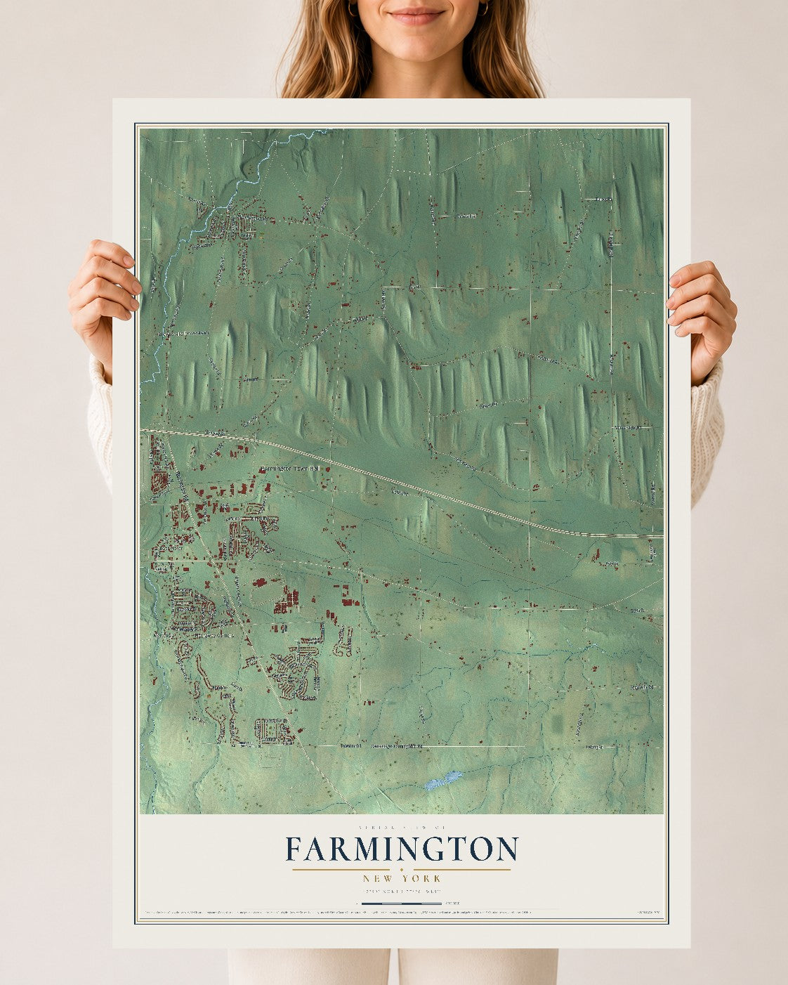 Farmington, New York map print, 24" x 36" Archival Matte Print mockup