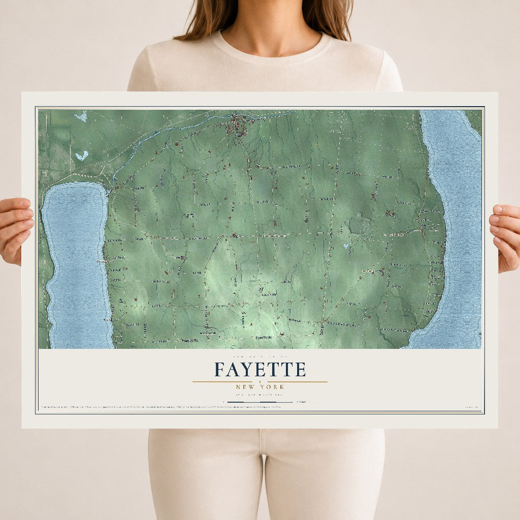 Fayette, New York map print, 18" x 24" Archival Matte Print mockup