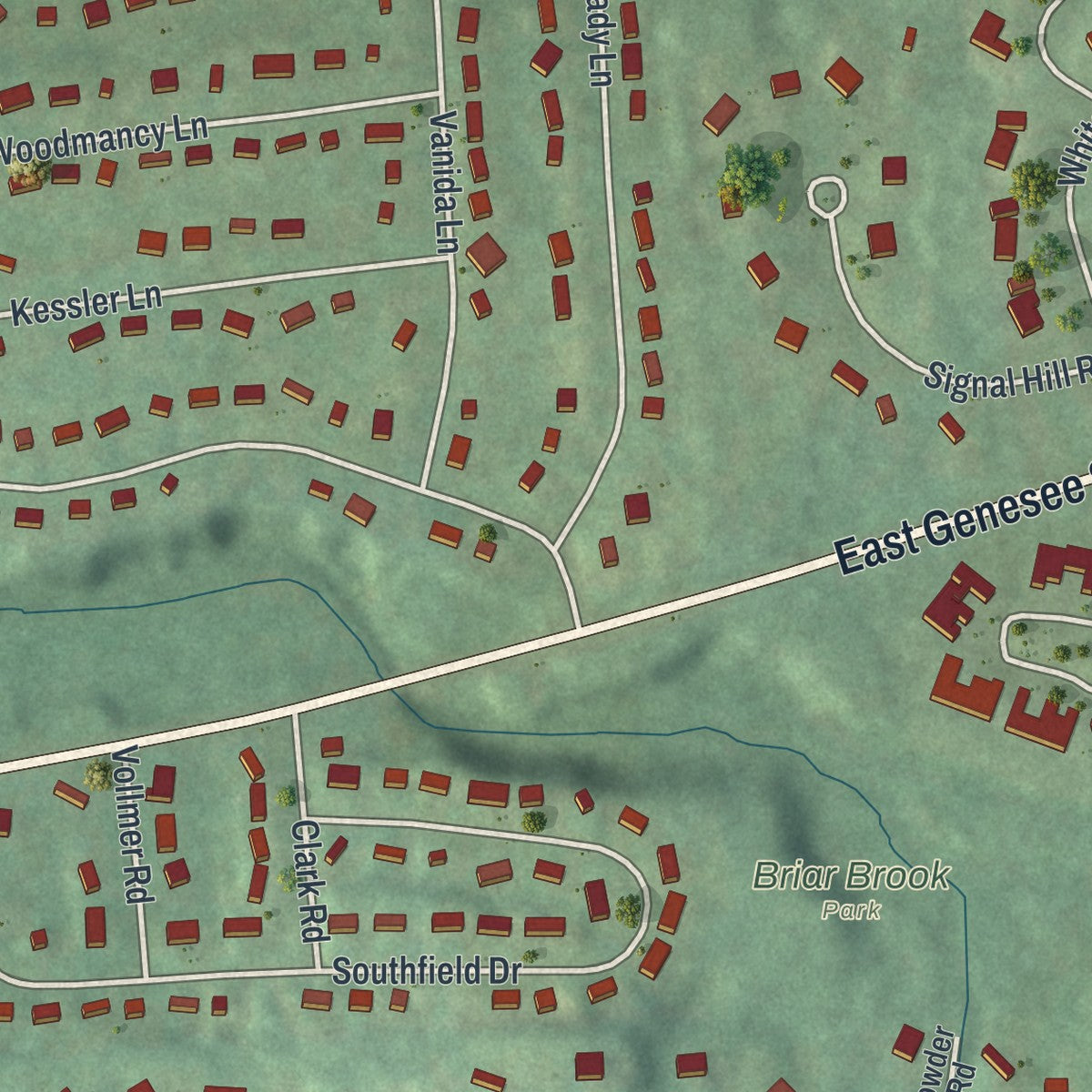 Close-up 2 of the Fayetteville, New York map artwork