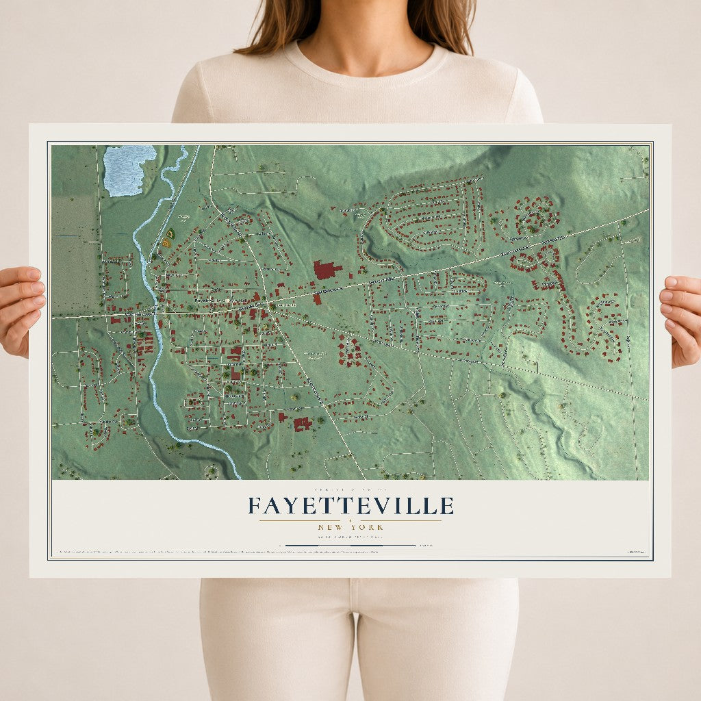 Fayetteville, New York map print, 18" x 24" Archival Matte Print mockup