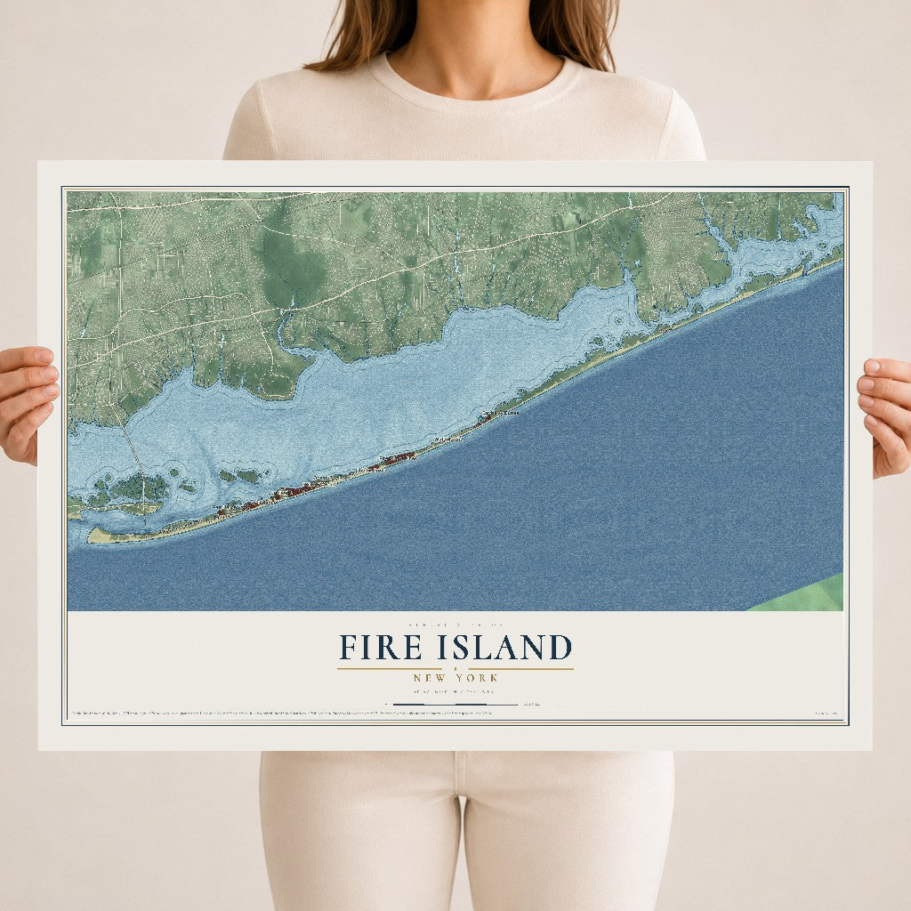 Fire Island, New York map print, 18" x 24" Archival Matte Print mockup