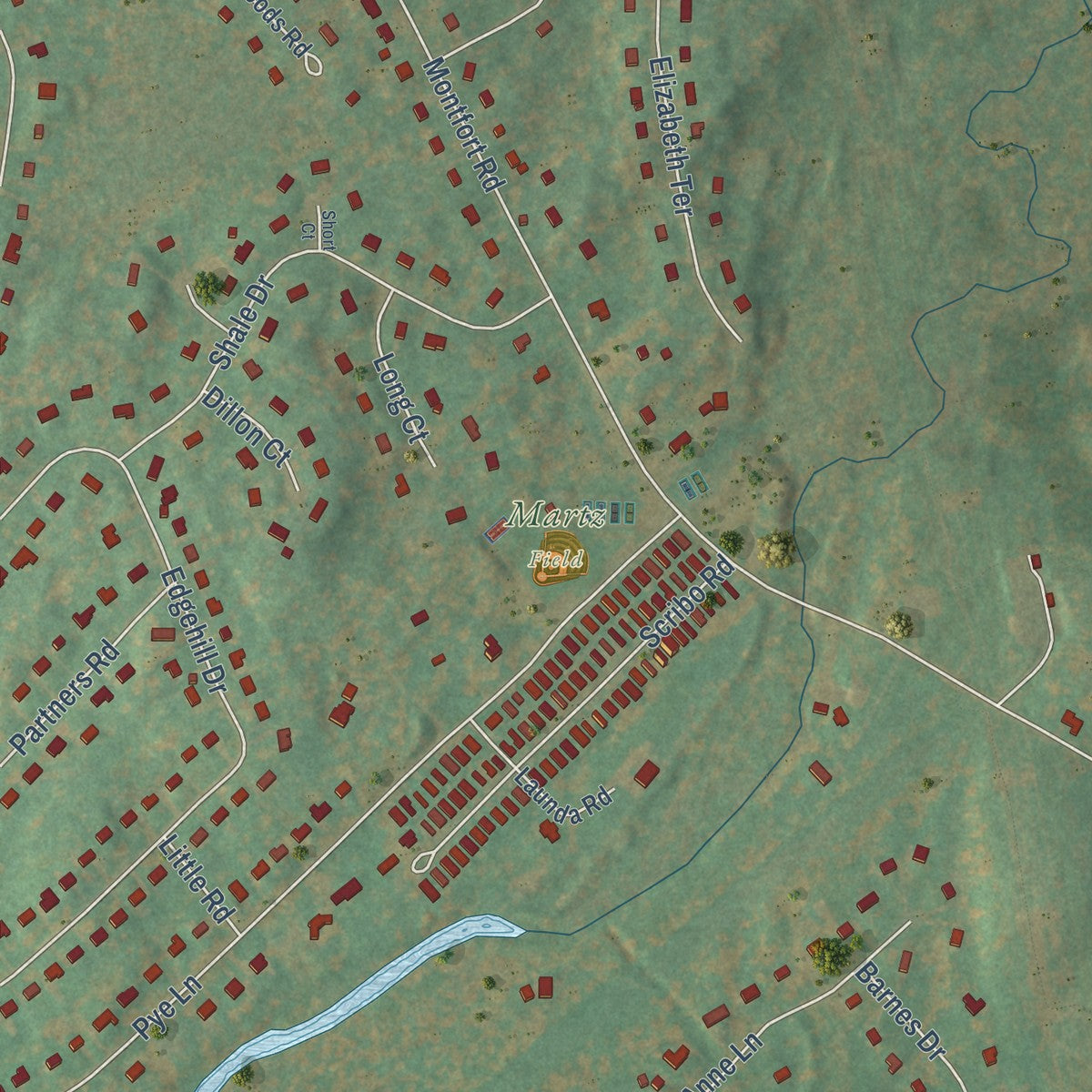 Close-up of the map of Fishkill Plains, New York print showing street and building detail