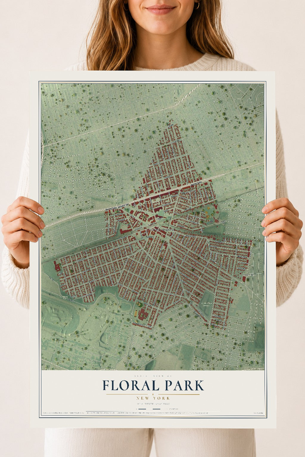 Floral Park, New York map print, 18" x 24" Archival Matte Print mockup