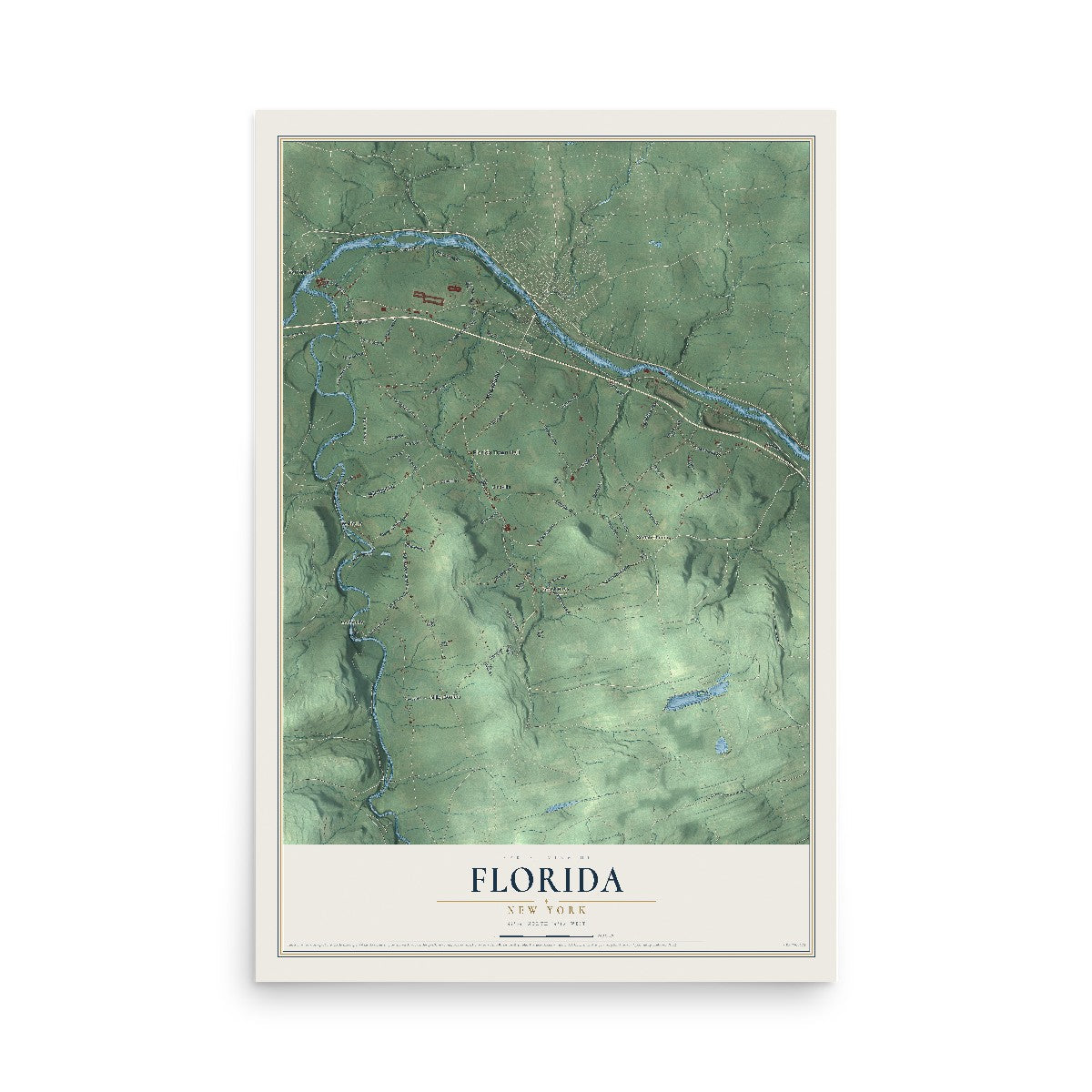 Map of Florida, New York, 12 x 18 inch unframed archival matte print
