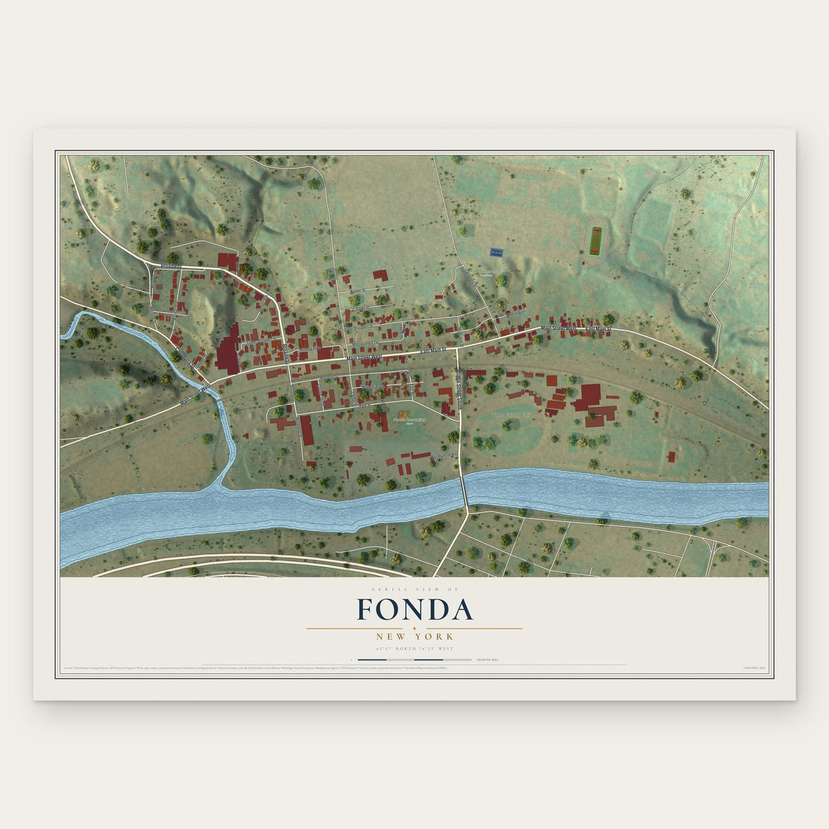 Fonda, New York map print, the full design