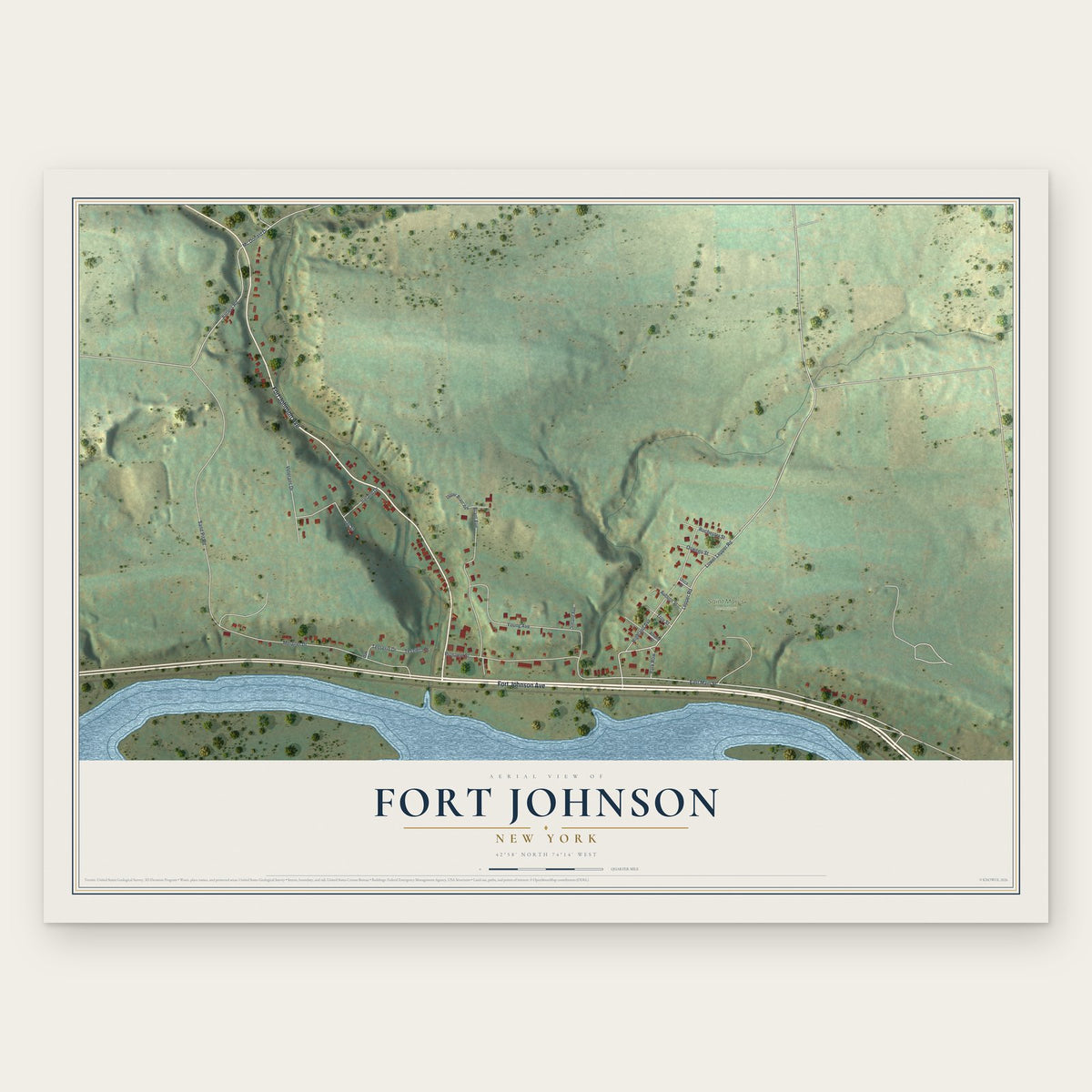 Fort Johnson, New York map print, the full design