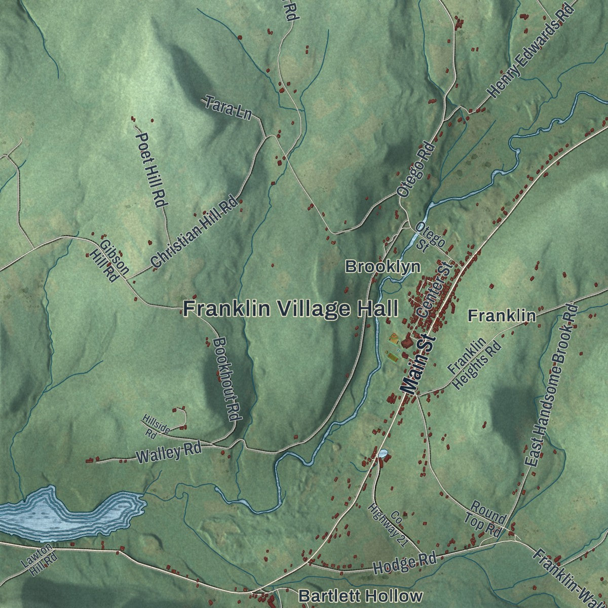 Close-up 2 of the Franklin Town (Delaware County), New York map artwork