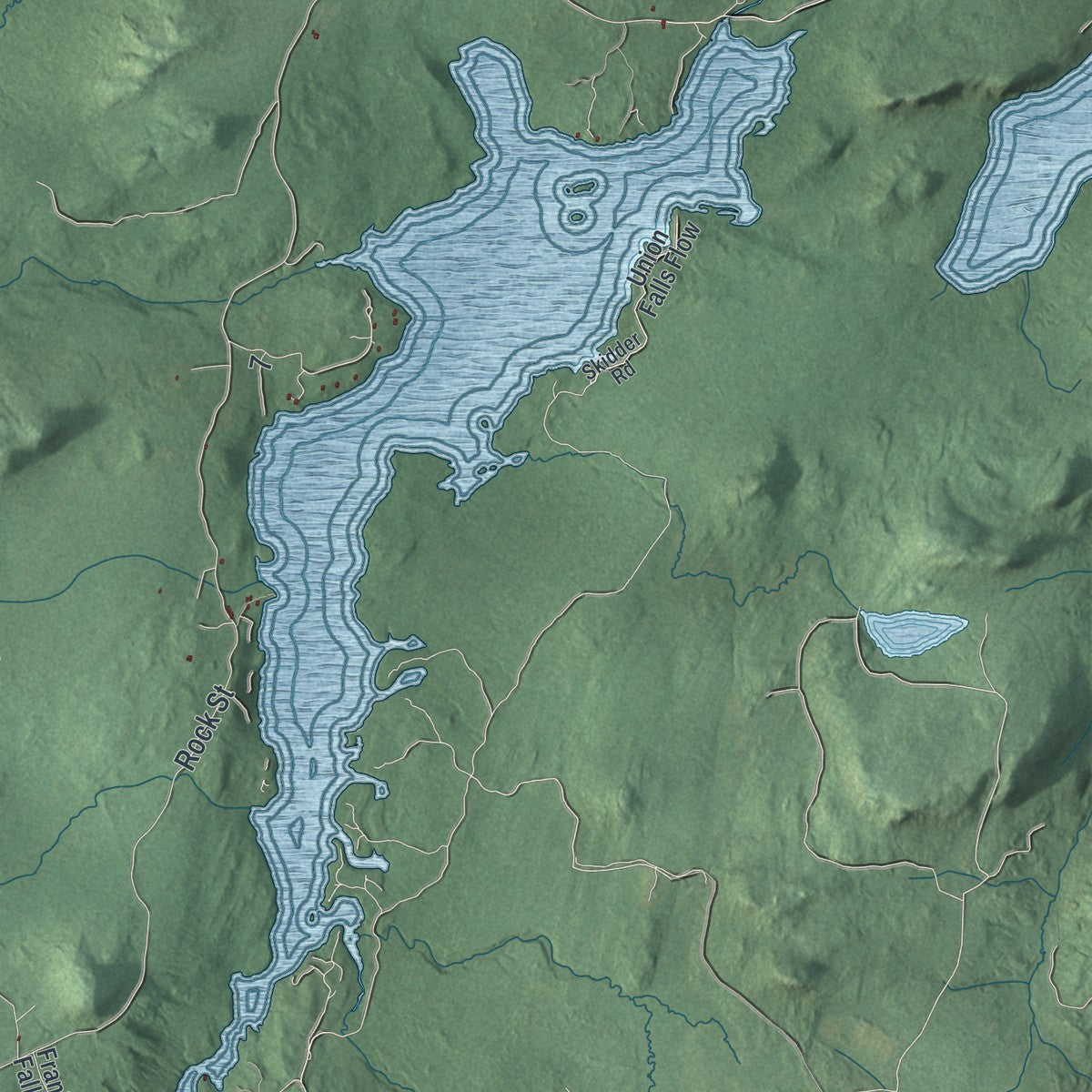 Second close-up of the map of Franklin, Franklin County, New York print showing more streets and buildings