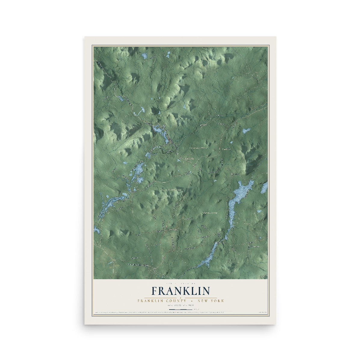 Map of Franklin, Franklin County, New York, 12 x 18 inch unframed archival matte print