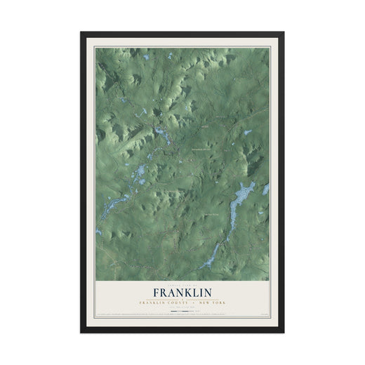 Map of Franklin, Franklin County, New York, 12 x 18 inch print in a black wood frame