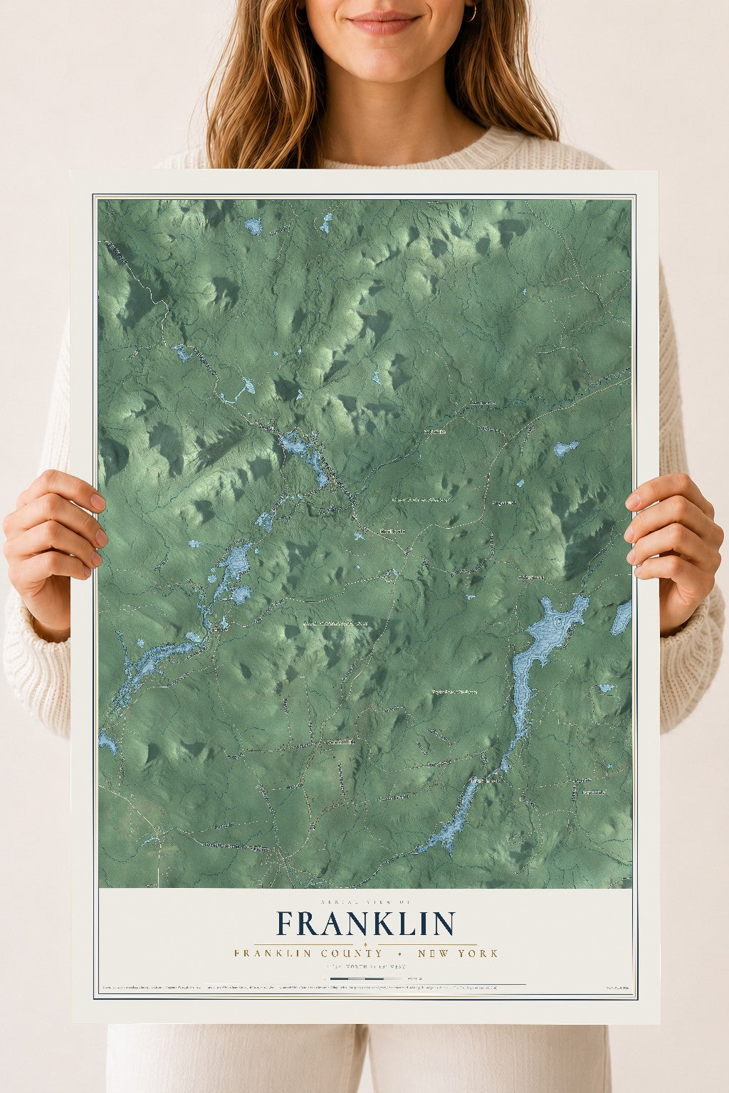 Map of Franklin, Franklin County, New York, 18 x 24 inch unframed archival matte print
