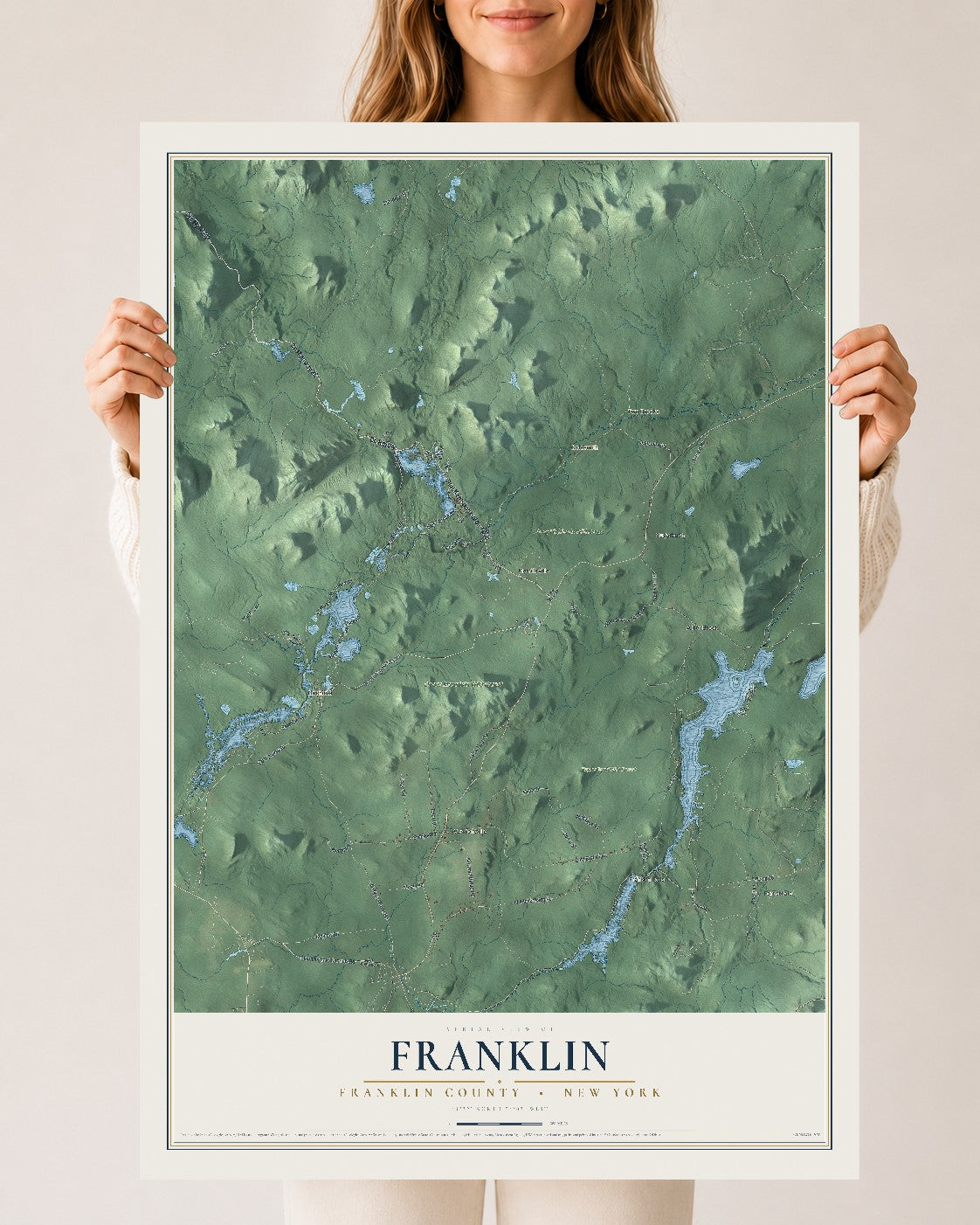 Map of Franklin, Franklin County, New York, 24 x 36 inch unframed archival matte print