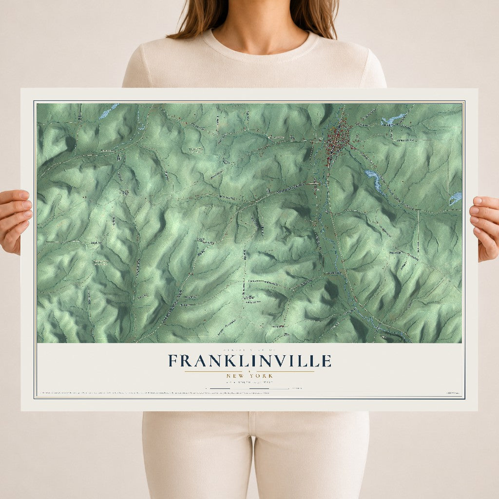 Franklinville, New York map print, 18" x 24" Archival Matte Print mockup
