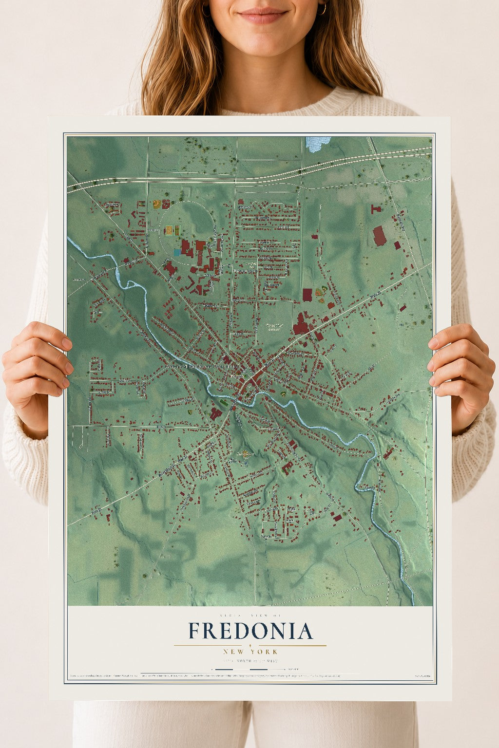 Fredonia, New York map print, 18" x 24" Archival Matte Print mockup