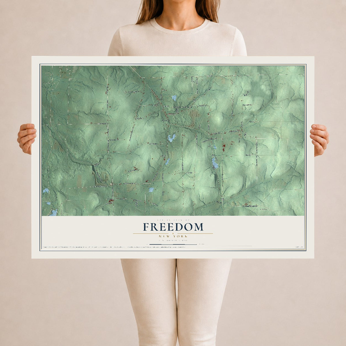 Freedom, New York map print, 24" x 36" Archival Matte Print mockup