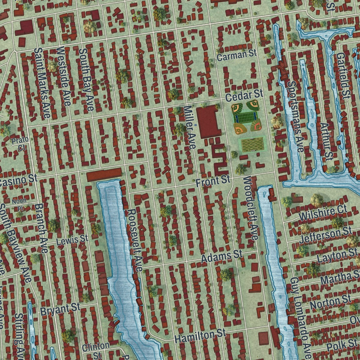 Close-up 1 of the Freeport, New York map artwork