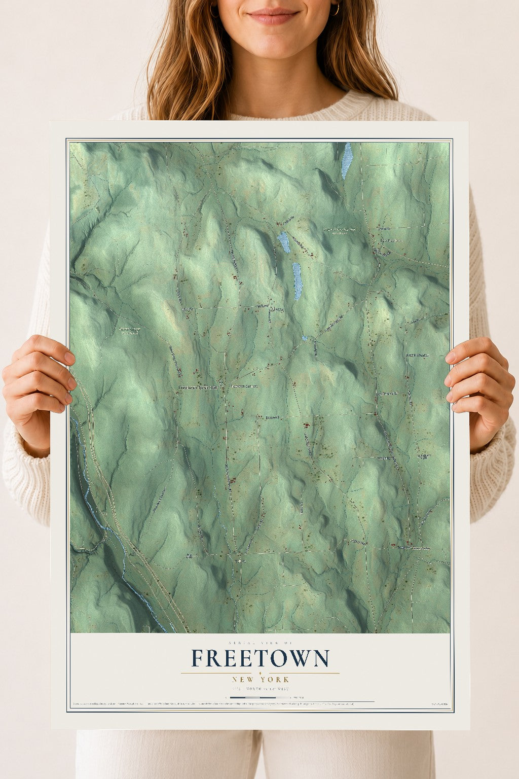 Freetown, New York map print, 18" x 24" Archival Matte Print mockup