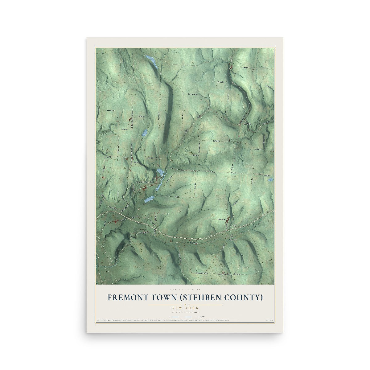 Fremont Town (Steuben County), New York map print, 12" x 18" Archival Matte Print mockup