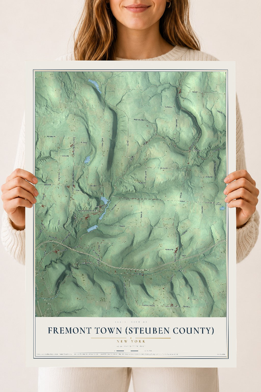 Fremont Town (Steuben County), New York map print, 18" x 24" Archival Matte Print mockup