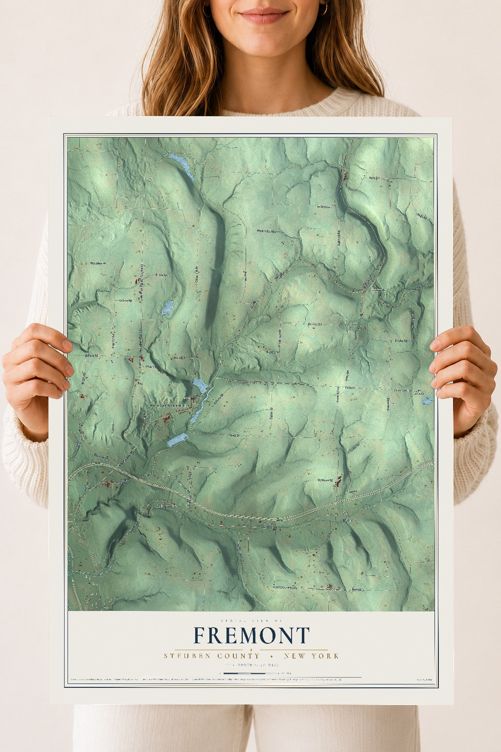 Map of Fremont, Steuben County, New York, 18 x 24 inch unframed archival matte print
