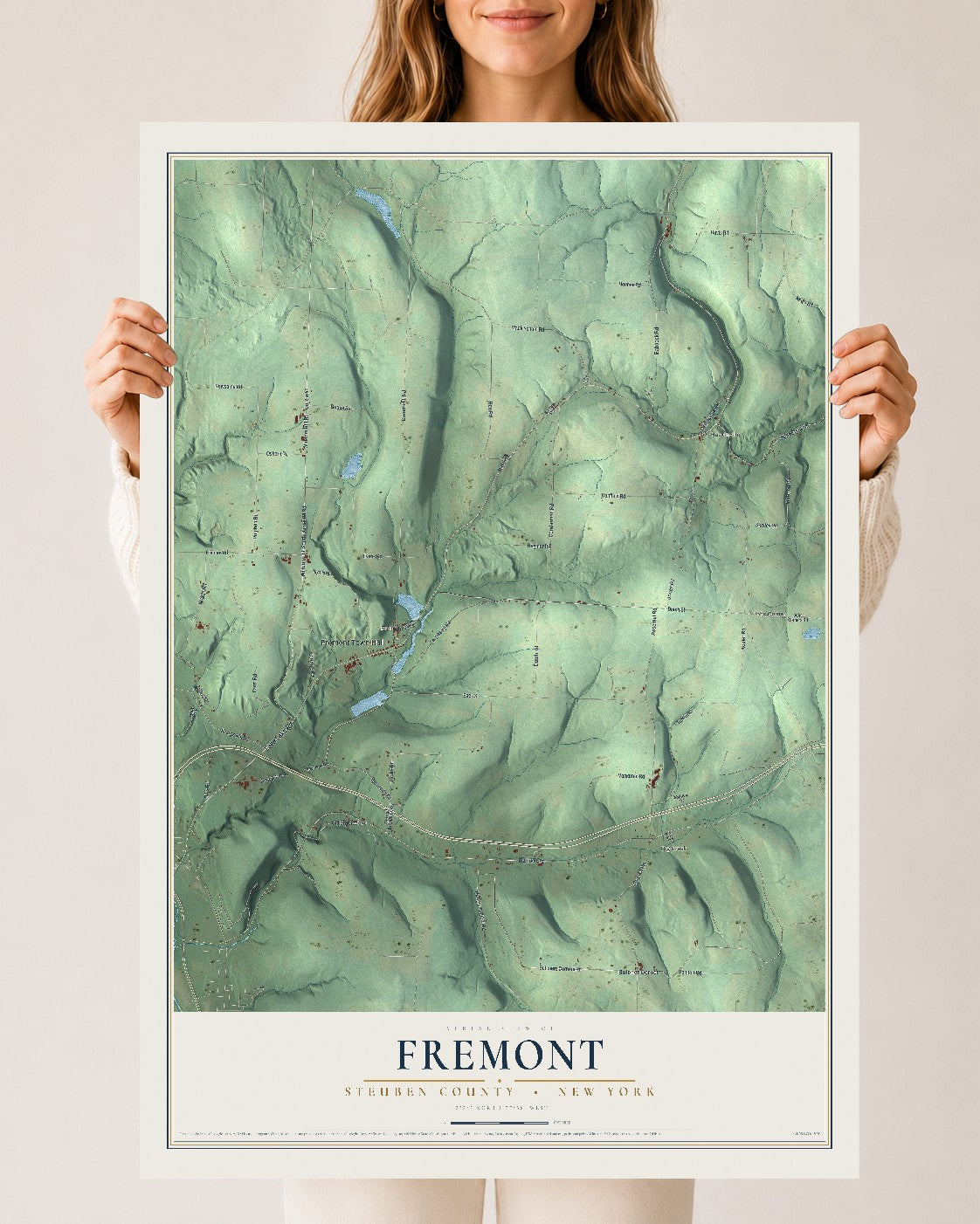 Map of Fremont, Steuben County, New York, 24 x 36 inch unframed archival matte print