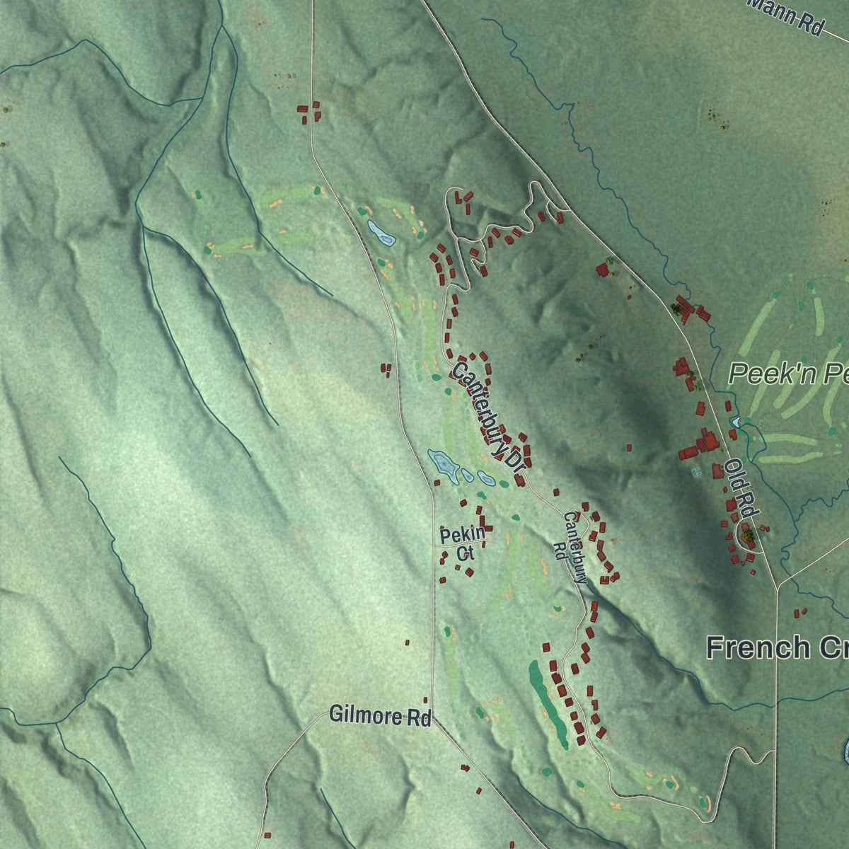 Close-up 1 of the French Creek, New York map artwork