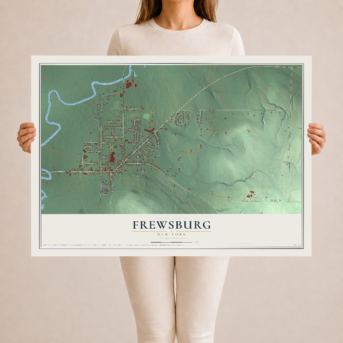 Frewsburg, New York map print, 24" x 36" Archival Matte Print mockup